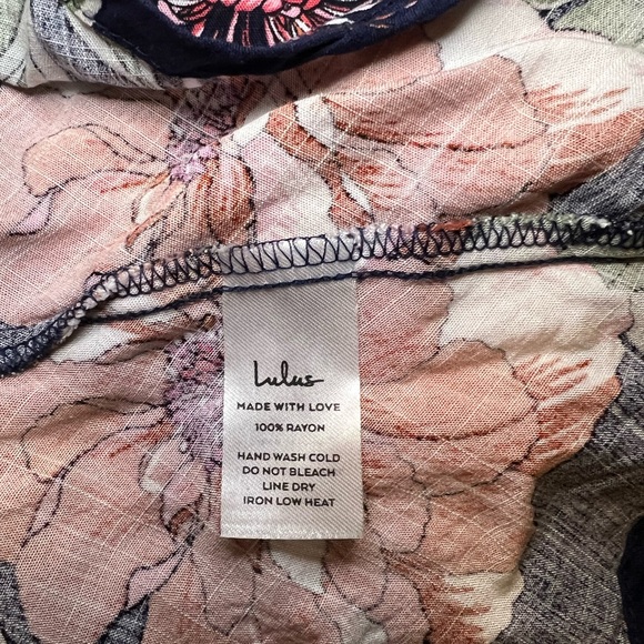 Lulus Navy Blue Floral Print Tie-Front Skater Dress - Picture 14 of 14